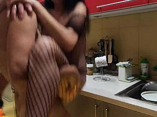 this is the best sex in the kitchen with milf wife in stockings for anal assfucking and kissing!