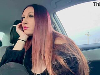Italian milf Artemisia Love smokes solo outside in car fetish scene
