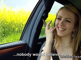 Stranded teen 18+ fucked on the hood outdoor pov