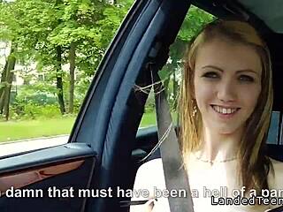 Stranded teen 18+ fucked on the hood outdoor pov