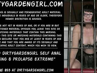 caged dirtygardengirl does self anal fisting and prolapse in extreme nature