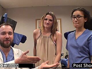 alexandria riley, the strict nurse, blindfolds her human guinea pig patient. she forces intense hitachi vibrator orgasms with squirting and moaning in this behind-the-scenes hospital fetish solo.