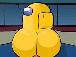 Among Us game features two female crewmates with big butts getting caught by the impostor