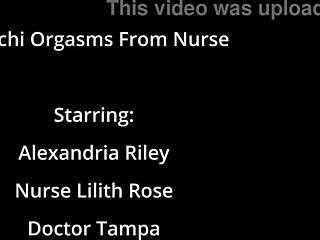 alexandria riley, the strict nurse, blindfolds her human guinea pig patient. she forces intense hitachi vibrator orgasms with squirting and moaning in this behind-the-scenes hospital fetish solo.