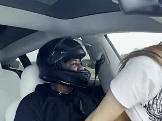 This Cambodian teen almost crashes her car during her first intense ride on a big dick. She's petite and wild outdoors.