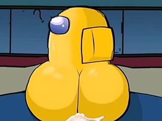 Among Us game features two female crewmates with big butts getting caught by the impostor