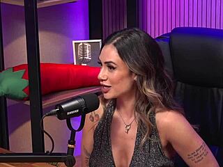 the redhead milf dominates as bdsm queen in latex corset. she teases with striptease and pussy licking at wild party!