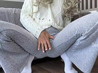 big ass babe holds back cum and squirt with toys in wet panties