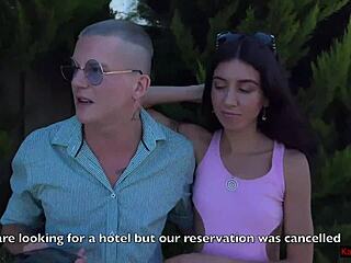 hey, this husband can't pay the hotel bill so he watches his wife fuck two guys in cuckold humiliation