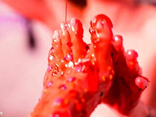 blonde goddess dominates brunette with feet licking, choking, deepthroat gagging, and messy spitting in femdom fetish