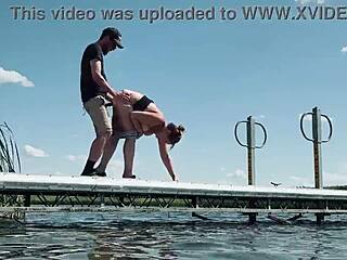 Almost Caught Fucking Milf with Big Tits at Lake in Public View