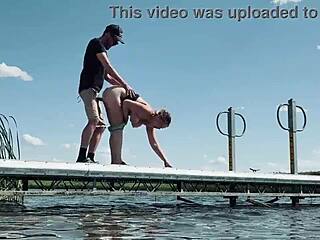 Almost Caught Fucking Milf with Big Tits at Lake in Public View