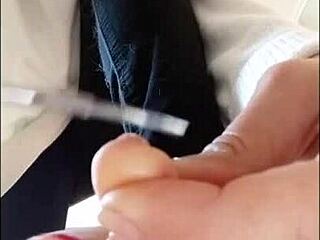 Amateur with big tits goes topless in hidden cam footage. She burps while doing makeup in voyeur reality style.