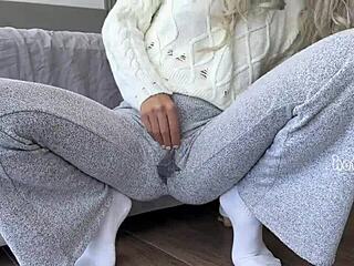 big ass babe holds back cum and squirt with toys in wet panties