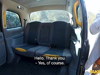 Fake taxi picks up big tits british milf miss sally for cheating public ride. she bends over taking big dick deep in doggystyle outdoors.