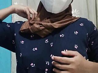 Hey beautiful hijab student, why masturbate with dildo when house is empty?