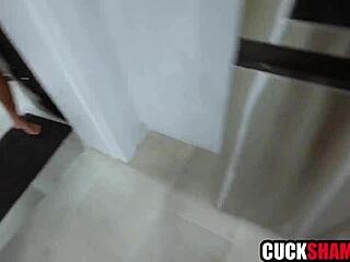 curious how cuckold husband stays calm while wife cheats with lucky tattooed guy in hardcore session