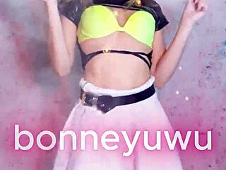 Bonneyuwu Dances in Cute White Skirt with Pigtails