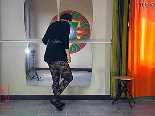 Dominating ballerina in fishnets and pantyhose gets spanked and fucked hard in classroom by teacher