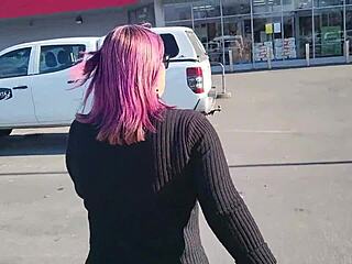 Kiwi slutty milf with tattoos and piercings gets fucked hard in department store changing rooms, ending in creampie during public outdoor session.