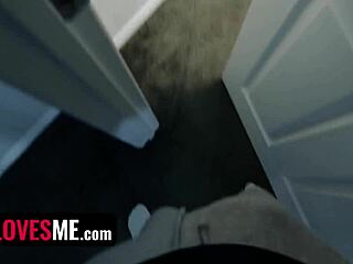 Stepbro, why are you always spying on me in the shower? Can't resist my shaved pussy and small tits, huh?