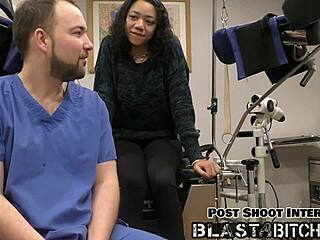 Yasmine Woods gives intense blowjob in domination scene. Her pussy gets blasted with cum while moaning!