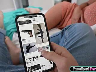 hey, check out this teen stepsister giving a footjob to her stepbro with her smooth shaved pussy ready