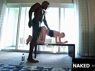 European White Model Oiled Up for Intense Interracial Fuck by Huge Black Man in Doggystyle