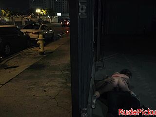 Petite teen with glasses sucks and rides cock in rough outdoor domination scene