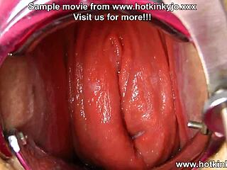 hotkinkyjo takes extreme xo speculum in asshole and long dildo for deep anal fucking