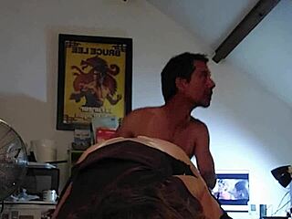 clothed white satin panty french slut gets fucked in satin brown dress doggystyle with ass hole licking