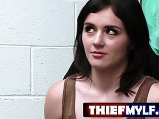 Security officer Jovan Jordan catches thief Rosalyn Sphinx, but stepmom McKensie Lee arrives to handle big cock situation.