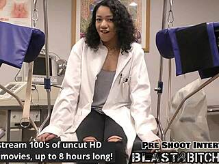 Yasmine Woods gives intense blowjob in domination scene. Her pussy gets blasted with cum while moaning!