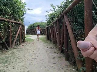 uh, i got caught by this stunning redhead while risking a quick jerk off on the street