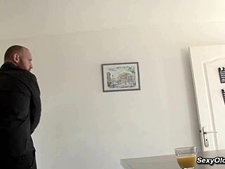 French blonde mature gets gang banged with anal fucking in group scene