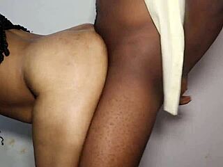 Black ninja rocks ebony neighbor with huge cock and cum in intense doggystyle