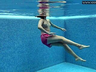 Why is cute shy Czech teen Lady Dee swimming so provocatively?