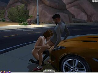 Sims 4 character sucks cock in public outdoor blowjob scene