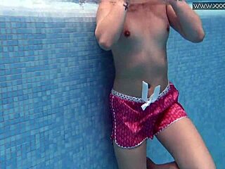 Why is cute shy Czech teen Lady Dee swimming so provocatively?