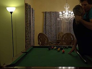 hot milf wife huge tits rocking on pool table desk orgasm