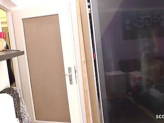 german postman catches tight teen tini doggystyle with huge cock facial