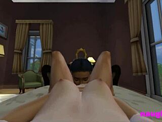 Hung futa roommate licks and fucks girl's tight pussy in dorm missionary style from female pov