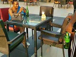 Ebony sex goddess boldly hooks up with naija pornstar for intense pov kissing and orgasmic fun in exclusive bar setting.