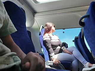 Exhibitionist Seduces Curvy Milf To Suck And Jerk Big Cock In Bus Until Cumshot In Mouth