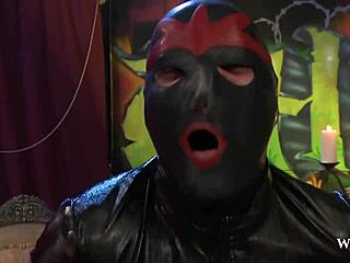 Masked guy submits to police officer domination in hardcore threesome pounding