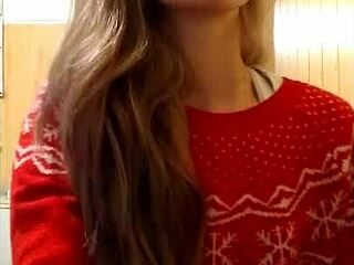 Young lonely blonde masturbates her shaved pussy until she cums with deep squirting orgasm