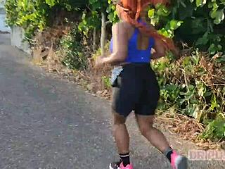 Redhead With Giant Ass Filmed Training Hard By Lover