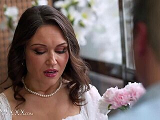 MomXXX Divorced Russian Milf Kristina Grace Enjoys Passionate Hardcore Sex with Petite Brunette in Heels and Stockings Riding Cowgirl