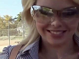 Two fit baseball players join horny blonde for dirty talk lesbian threesome with dildo licking orgasm