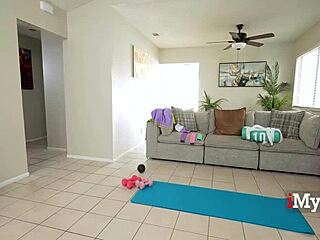 Oh my god, my tits are bouncing right into my fucking face during this rough gym workout